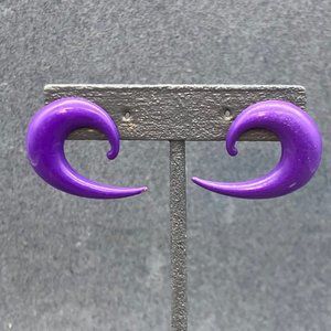 Stud Pierced Earrings As Is Purple Puffy Swish Swirl Curl Retro Soft Girl  80S